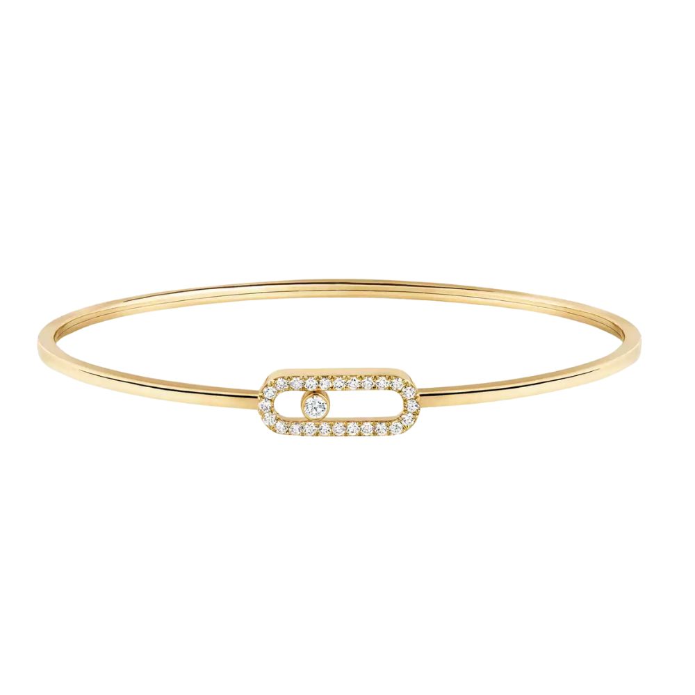 Messika 18k Yellow Gold Move Uno Pave Diamond Medium Flex Bangle